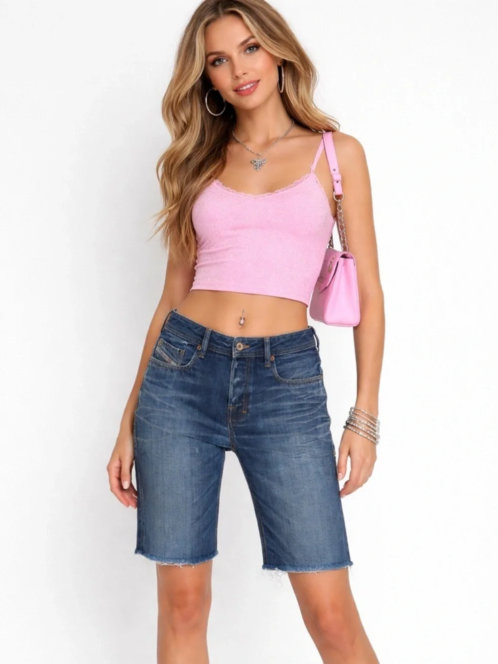 Y2K Diesel Bermuda Shorts Size 30 Upcycled Denim Grunge Streetwear Festival Cool